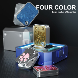 新款 塑料网红猫爪推牌指尖旋转卡牌陀螺啪啪扑克推牌解压指尖玩具