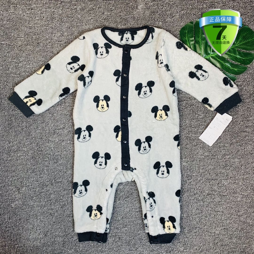 秋冬新款出口日本男女儿童卡通珊瑚绒爬服爬装连体衣包邮607080