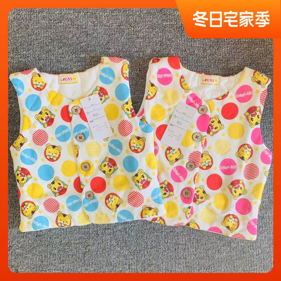 新款日系男女儿童卡通纯棉加棉加绒里绒保暖马夹背心包邮