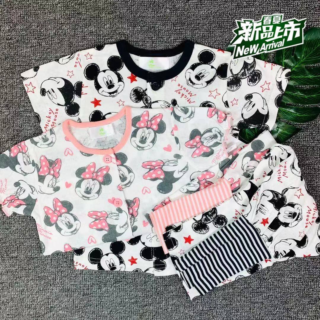 提花短袖长裤护肚透气家居服包邮