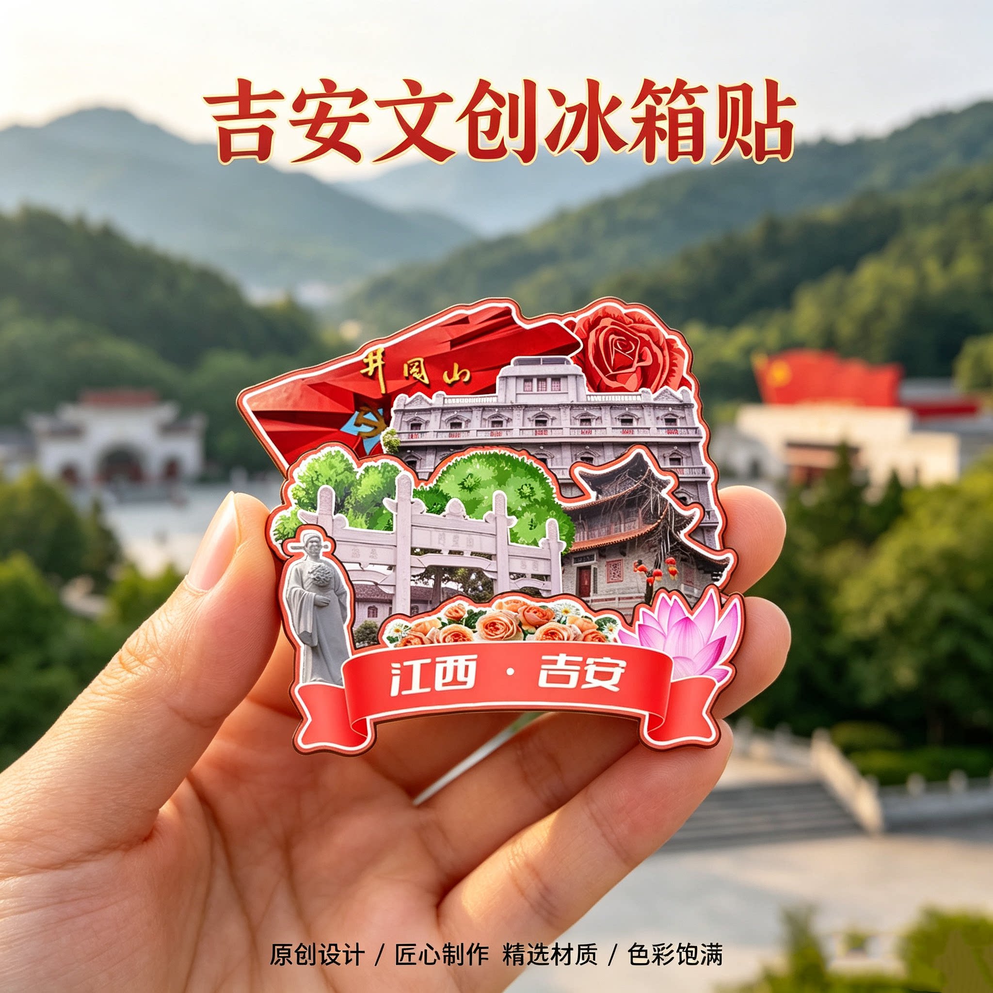 江西吉安木质磁吸冰箱贴纪念品