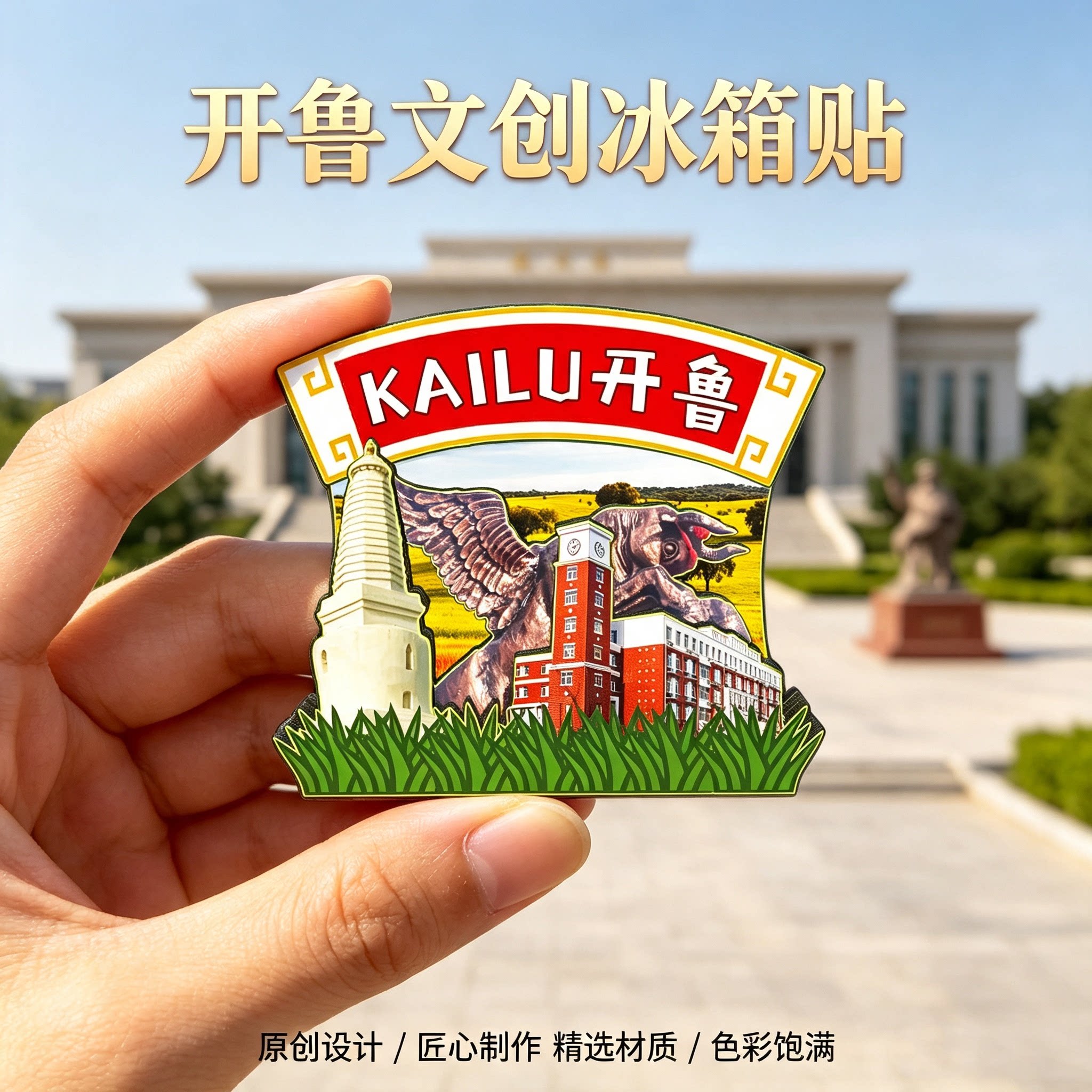 通辽开鲁木质磁吸文创冰箱贴