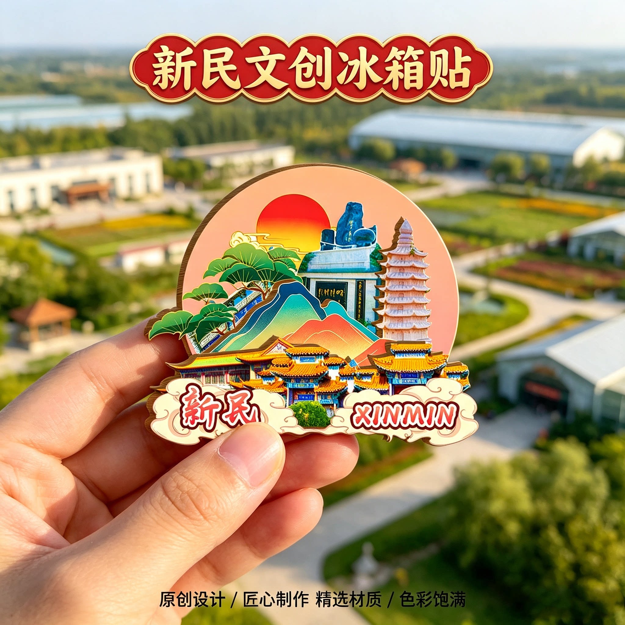 沈阳新民木质磁吸冰箱贴纪念品