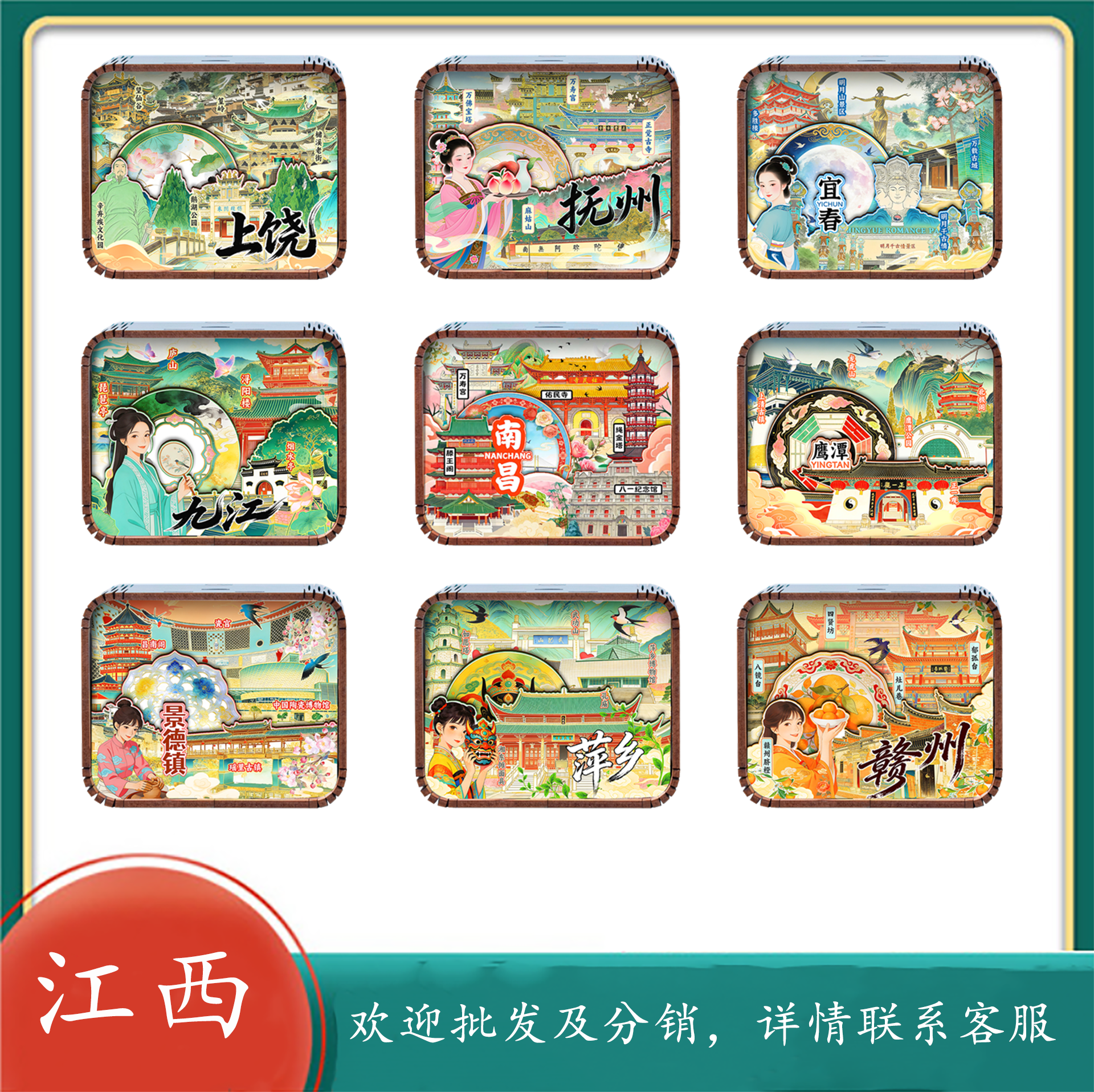 滕王阁创意木质八音盒纪念品