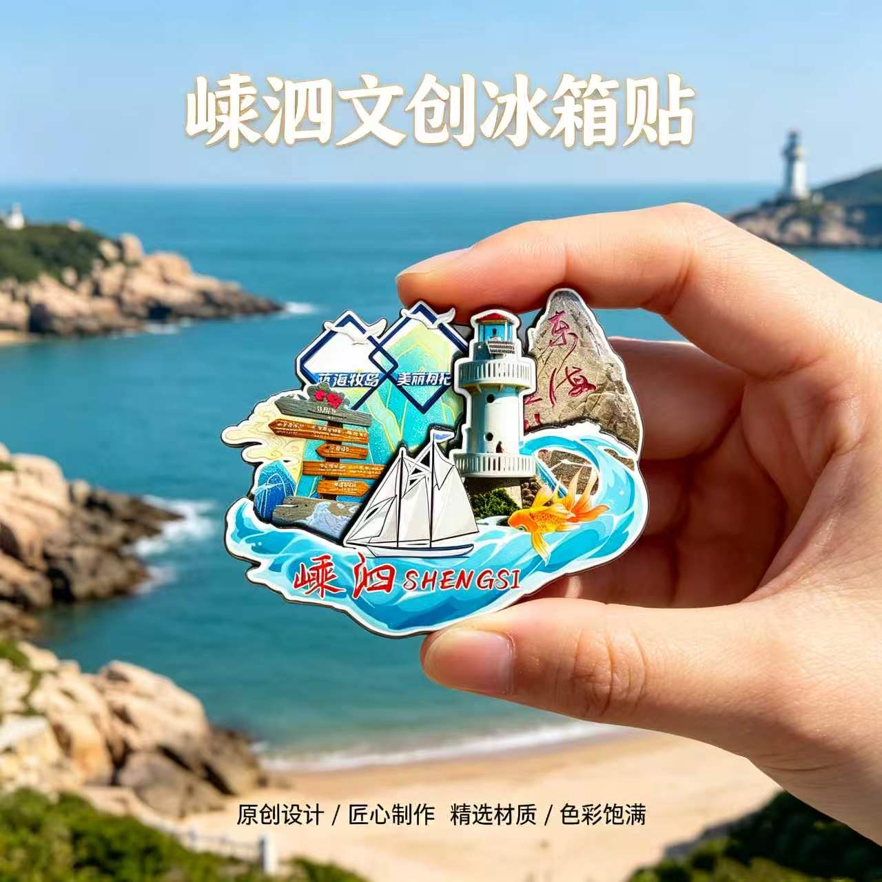 舟山嵊泗木质磁吸冰箱贴纪念品
