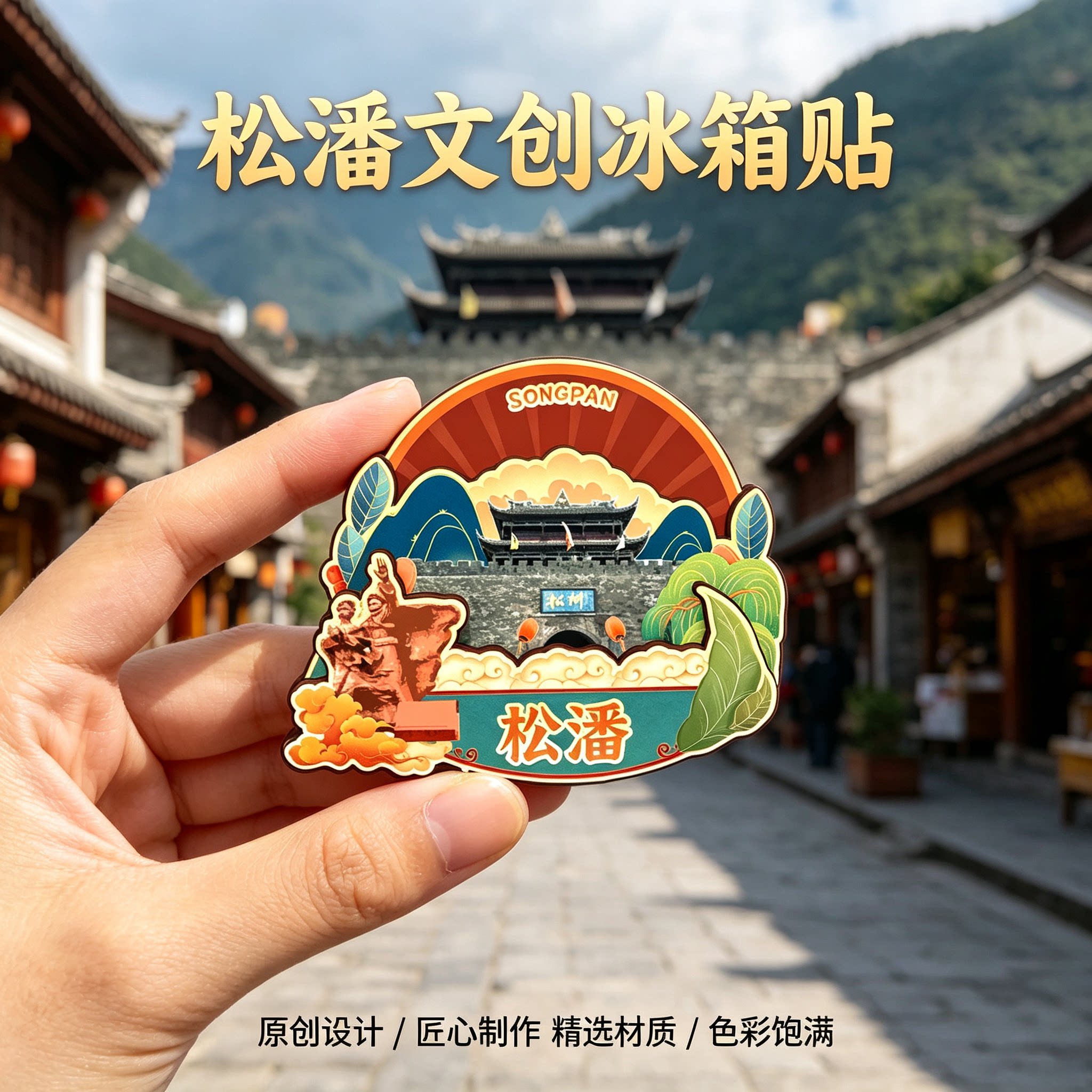阿坝州松潘木质磁吸冰箱贴纪念品