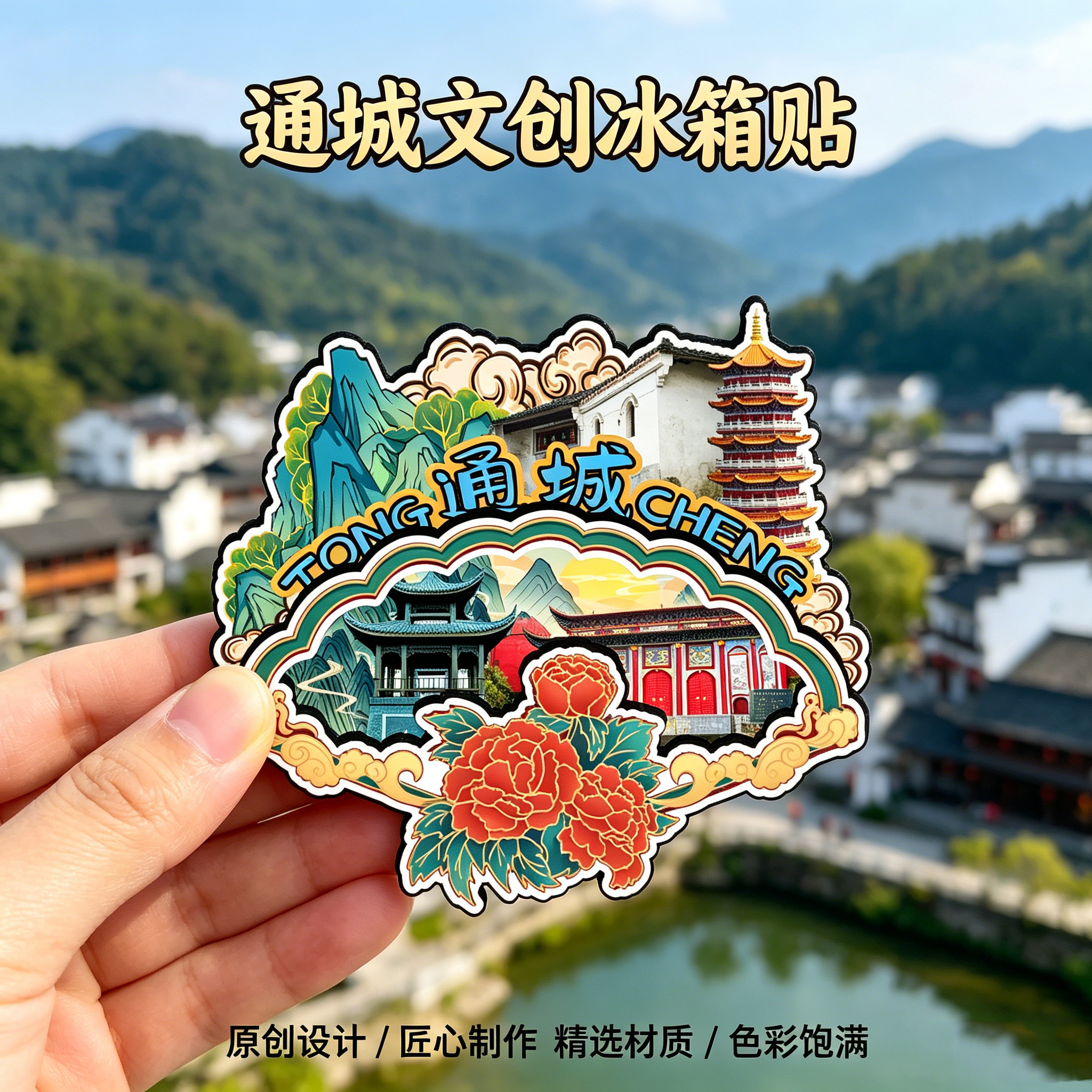 磁吸冰箱贴通城药姑山文创纪念品