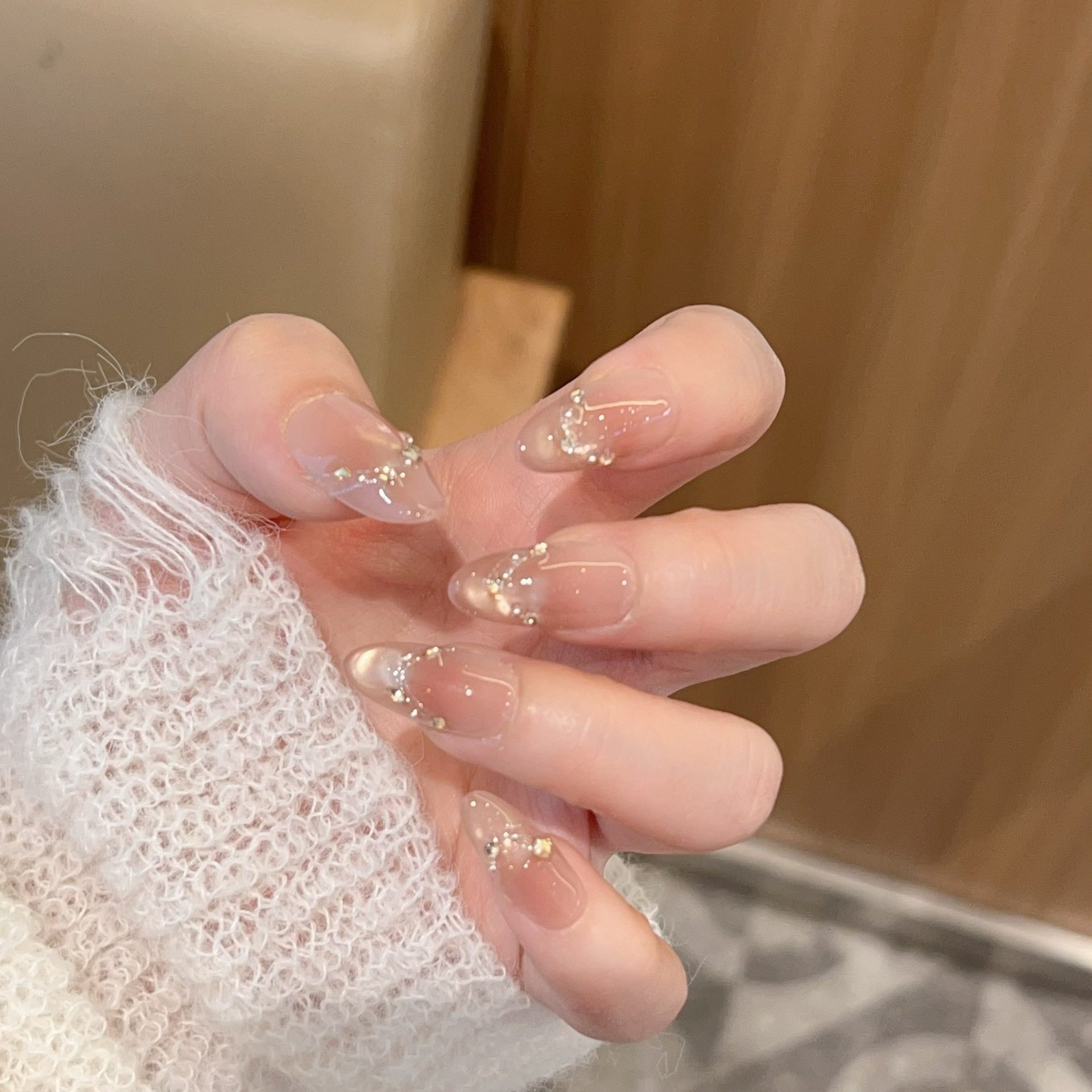 素锦流年腮红渐变法式猫眼锆石手工穿戴甲纯欲blingbling椭圆美甲,彩妆/香水/美妆工具,穿戴甲/甲片,淘宝优惠券,粉丝福利购,淘宝优惠卷