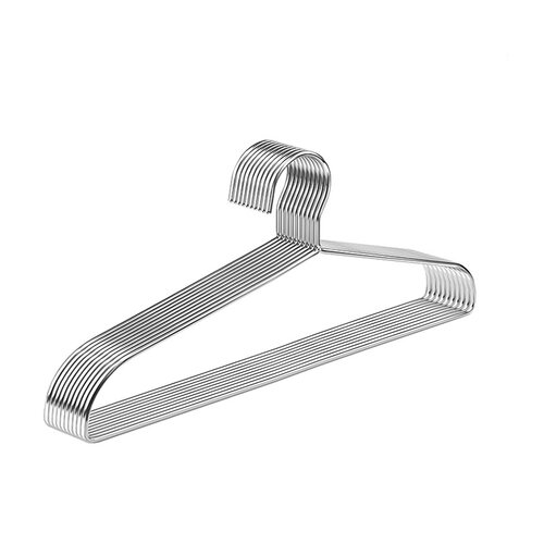 无痕不锈钢衣架衣挂实心加厚加粗家用阳台衣撑子晾衣服无凹槽衣架