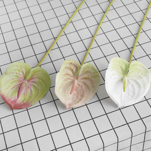 商场橱窗装饰仿真手感小号红掌假花 客厅茶几摆件绢花白掌绿掌