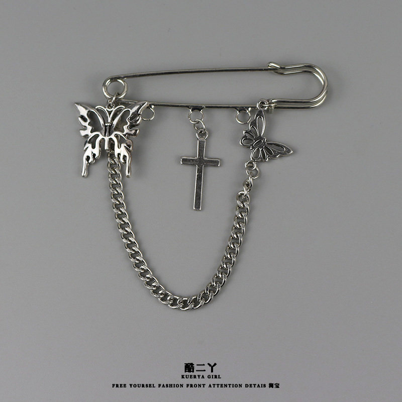 链条蝴蝶胸针百搭衣服装饰徽章