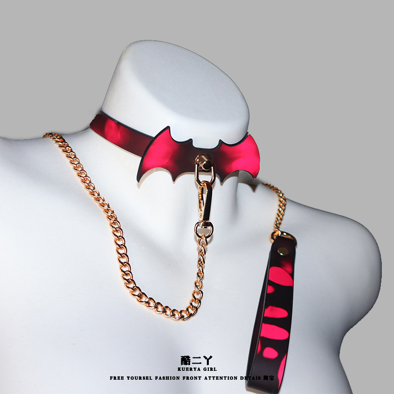 体感温变项圈蝙蝠脖环牵引绳项链