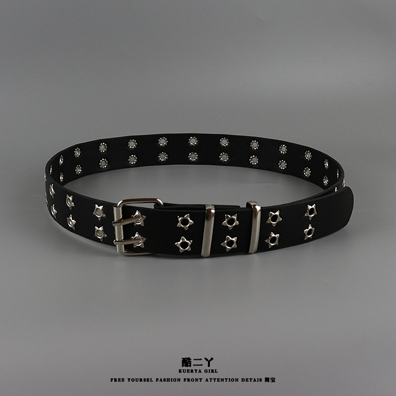 y2k辣妹星星双孔腰带双排扣皮带