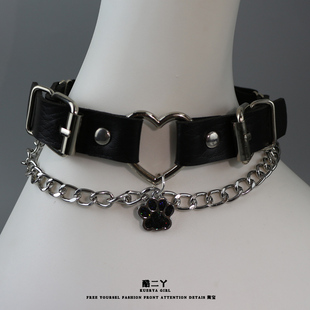 甜酷辣妹爱心腿环腿带项圈y2k亚文化朋克性感大腿圈jk腿饰锁骨链