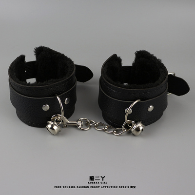 皮革手铐情侣游戏道具脚铐粉色