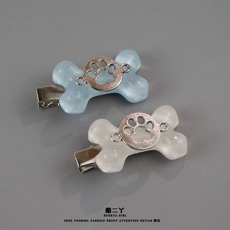 酷二丫亚文化骨头发夹小爪边夹发饰软妹地雷系头饰对夹可爱刘海夹