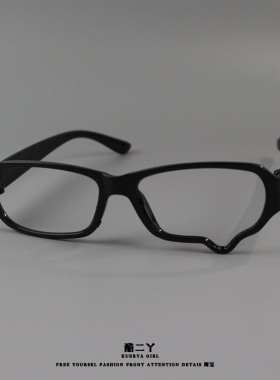 黑色流泪眼镜框泪滴镜框y2k亚比cos动漫拍照眼镜框凹造型眼睛装饰