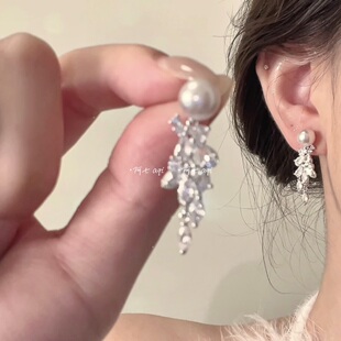 阿七 法式轻奢曼塔玫瑰珍珠耳环女高级感温柔流苏独特耳夹无耳洞