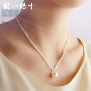 不含吊坠 包邮 极细罕见迷你超小1 2mm白色近圆形天然小珍珠项链