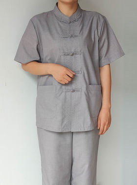 丝光棉拜佛禅意透气吸汗居士服