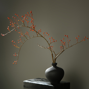 中式仿真山归来枝条室内客厅装饰假花果实桌面插花仿生花藤蔓摆件