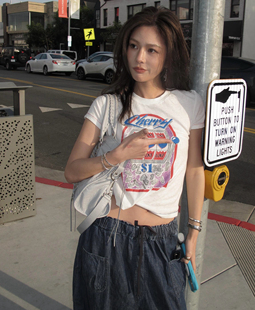 T恤美式 博主Nana同款 短袖 machine 白色印花上衣 26情人节系列Slot