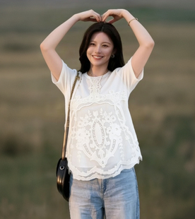 韩剧爱情怎么翻译高允真同款蕾丝挂脖衬衫设计感绝美西装内搭上衣