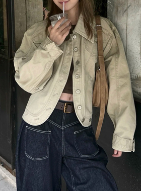 MEDIUM 高品质 _沙卡水洗廓形收腰短款夹克外套_Safari Jacket