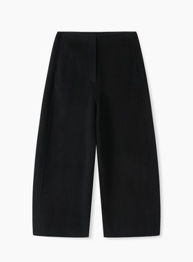 jaja休闲羊毛羊绒双面呢亲肤立裁弧形8分裤