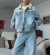 alright 羊羔绒夹棉牛仔水洗复古棉服夹克外套