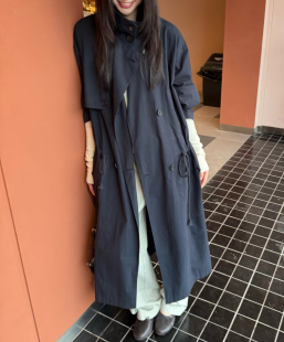 alright 高品质松弛感廓形风衣 100棉翻领双排扣抽绳休闲风衣外套