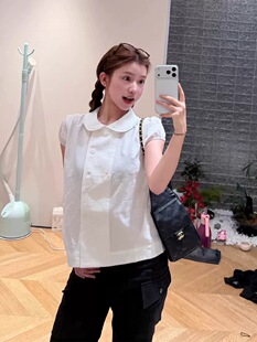 宅女FOT2026春夏 贝壳纽扣双排扣褶皱领细节娃娃衫上衣宽松双色