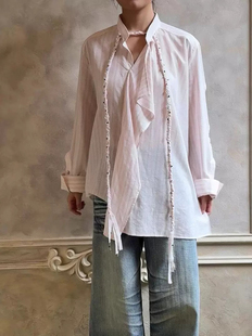 way _Two Shirt 100正确还原布料麻花飘带两穿衬衫 Med