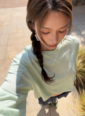 博主NaNa同款「甄选舒适面料」Fax春夏宽松莱赛尔罩衫女空调衫T恤
