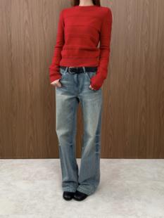 水洗蓝复古休闲中低腰牛仔裤 NO.3枪花纹理经典 高品质 North