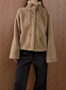 North 高品质 布料100还原 立领短款毛毛皮草外套