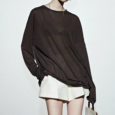 TheM丨超轻柔肤感_定制真丝微透轻盈裸感宽松懒人T恤