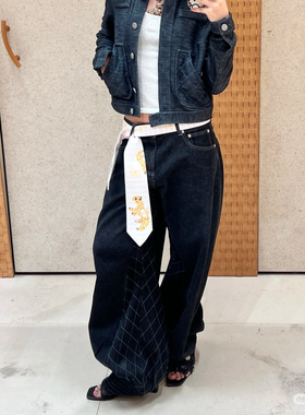 MEDIUM 高品质_复古绗线灯笼阔腿牛仔裤_Quilted Harem Pants