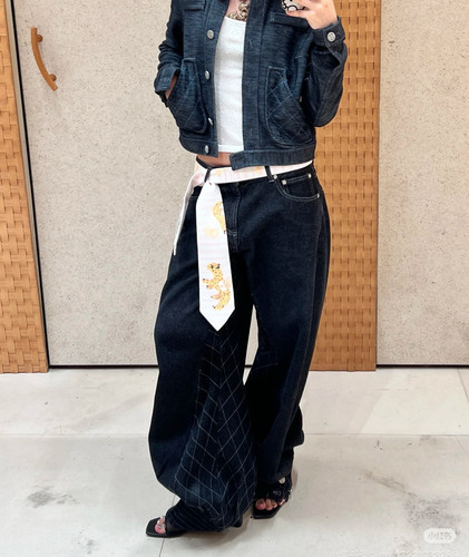 MEDIUM 高品质_复古绗线灯笼阔腿牛仔裤_Quilted Harem Pants