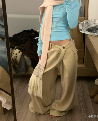 MED_醋酸羊毛立裁捏褶西裤_Draped Pleated Pants