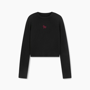 JAJA Holiday进口羊羔毛亲肤小马提花“马上幸运”粗棒毛衣