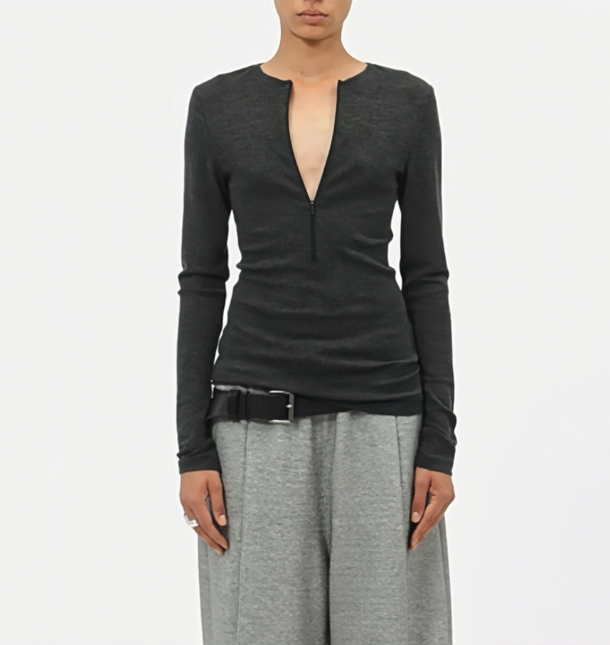 Liegee  V领羊毛拉链T恤