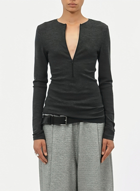 Liegee  V领羊毛拉链T恤