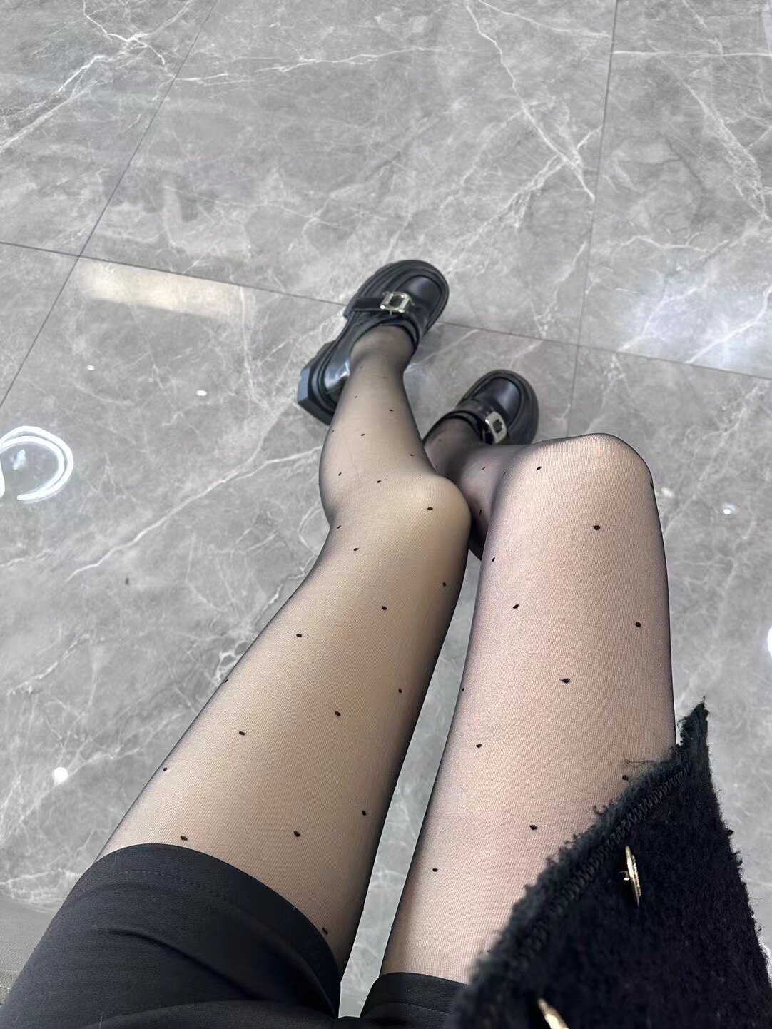 店主推荐 2024升级款黑丝波点加绒光腿神器女春秋自然性感打底袜