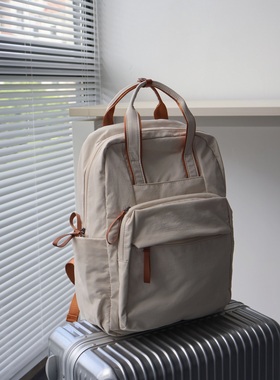 C&Y小众原创设计大容量多隔层双肩包小清新拼色书包手提通勤包包