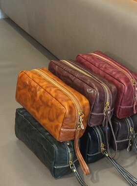 C&Y真皮洗漱包~小众头层牛皮化妆包大号文玩包收纳包