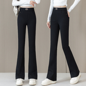新款 女春季 显瘦微喇裤 子松紧腰喇叭裤 女 大码 弹力马蹄裤 高腰牛仔裤
