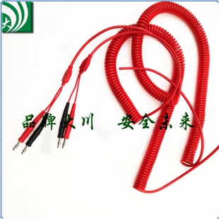 医疗设备测试用双头香蕉插头PU弹簧线，电源测试插头螺旋线10条起