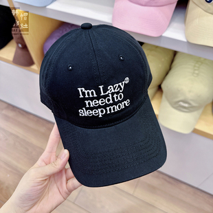 柳智敏同款刺绣字母棒球帽男女软顶百搭遮阳弯檐鸭舌帽大头围帽子