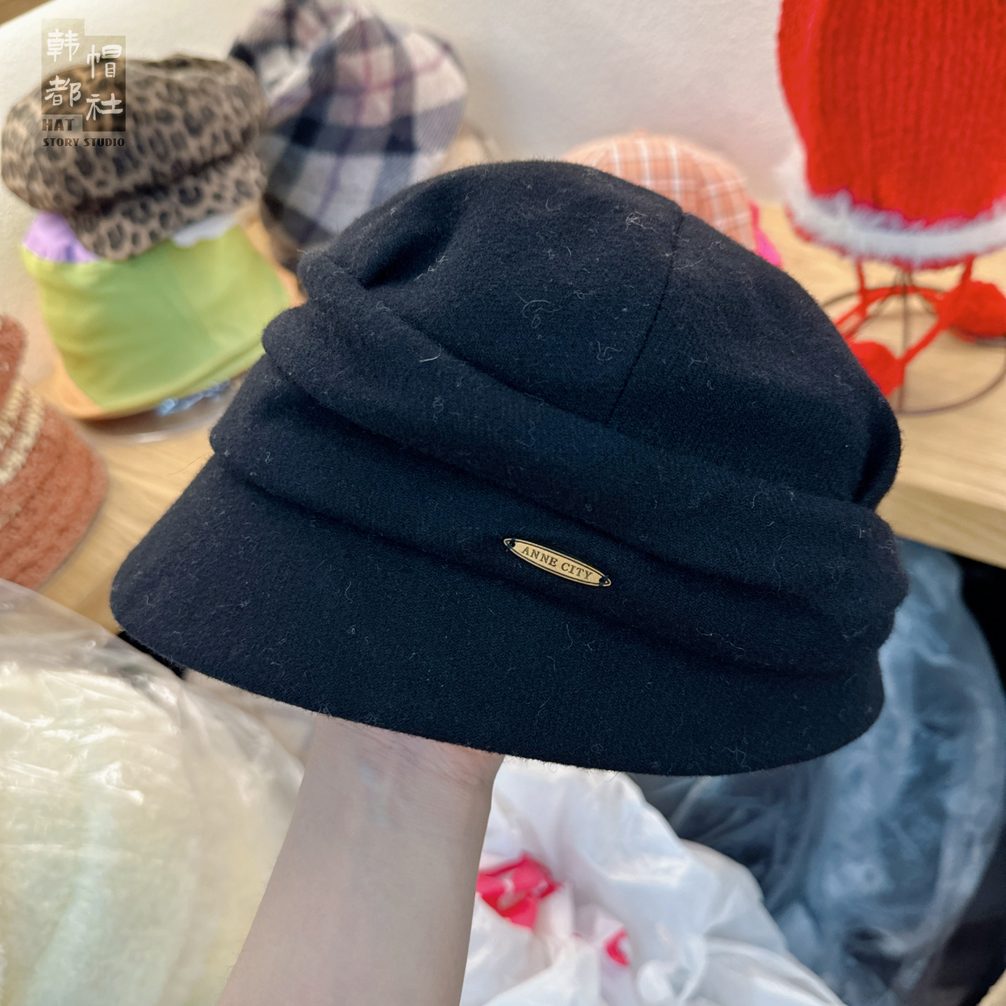 日系褶皱棉麻气质渔夫帽加深盆帽